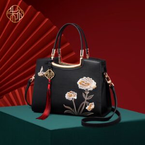 Black Color Bag With Folower Embroidery